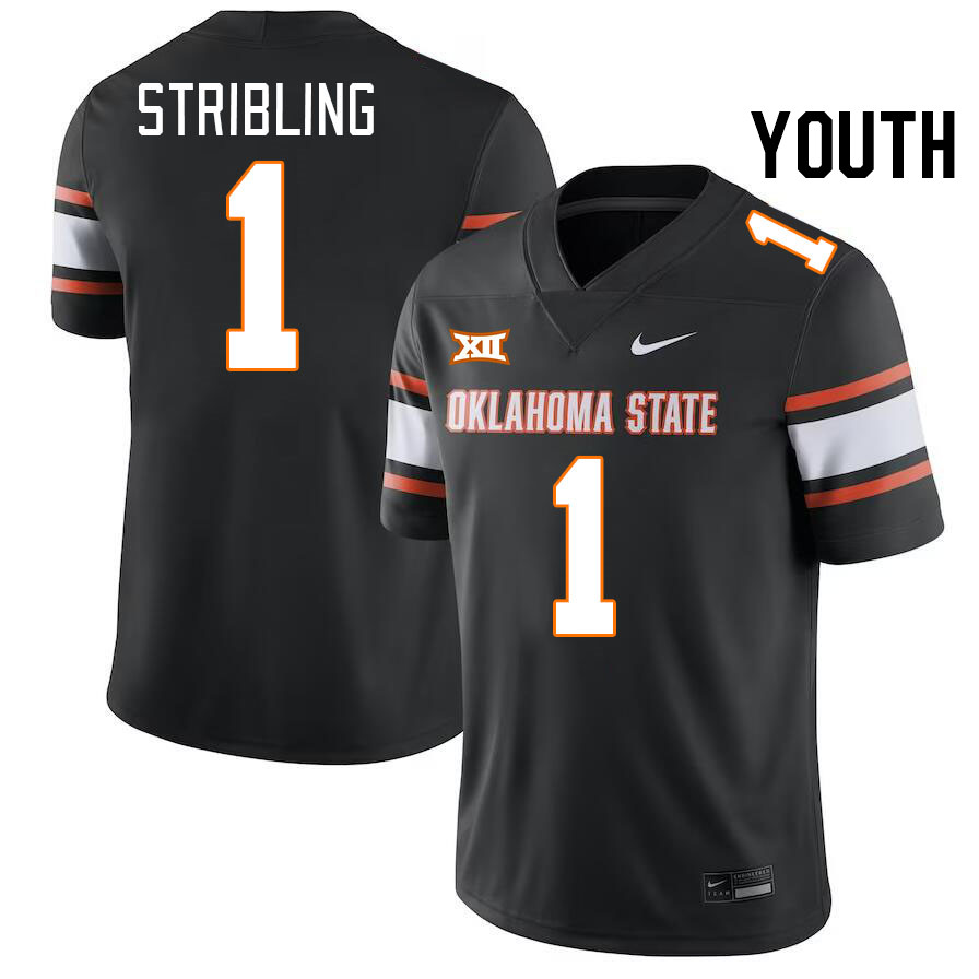 Youth #1 De'Zhaun Stribling Oklahoma State Cowboys College Football Jerseys Stitched-Black